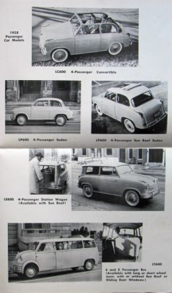 Lloyd 600 Modelprogram 1958 Carbrochure (6928)